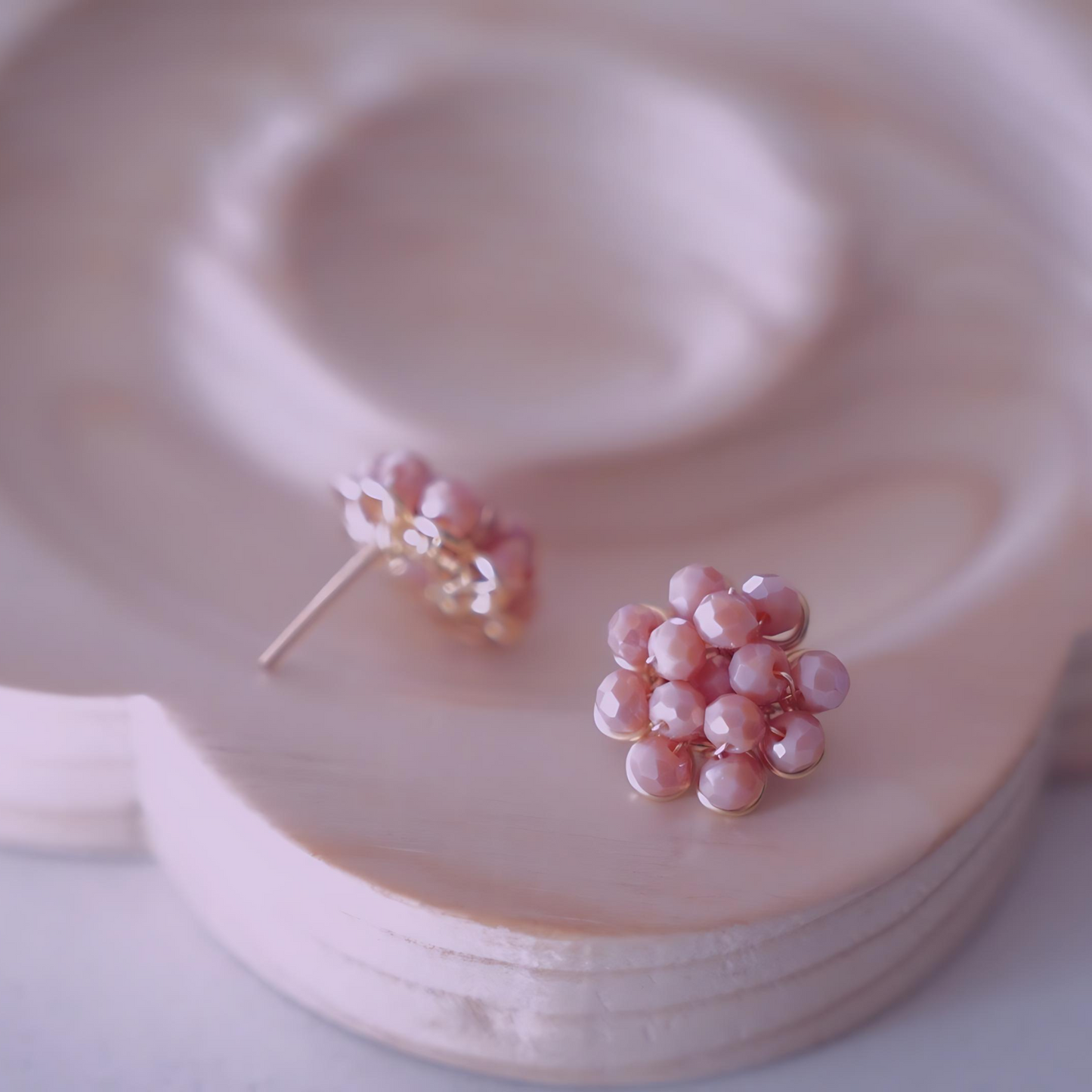 Pink Honey Comb Studs