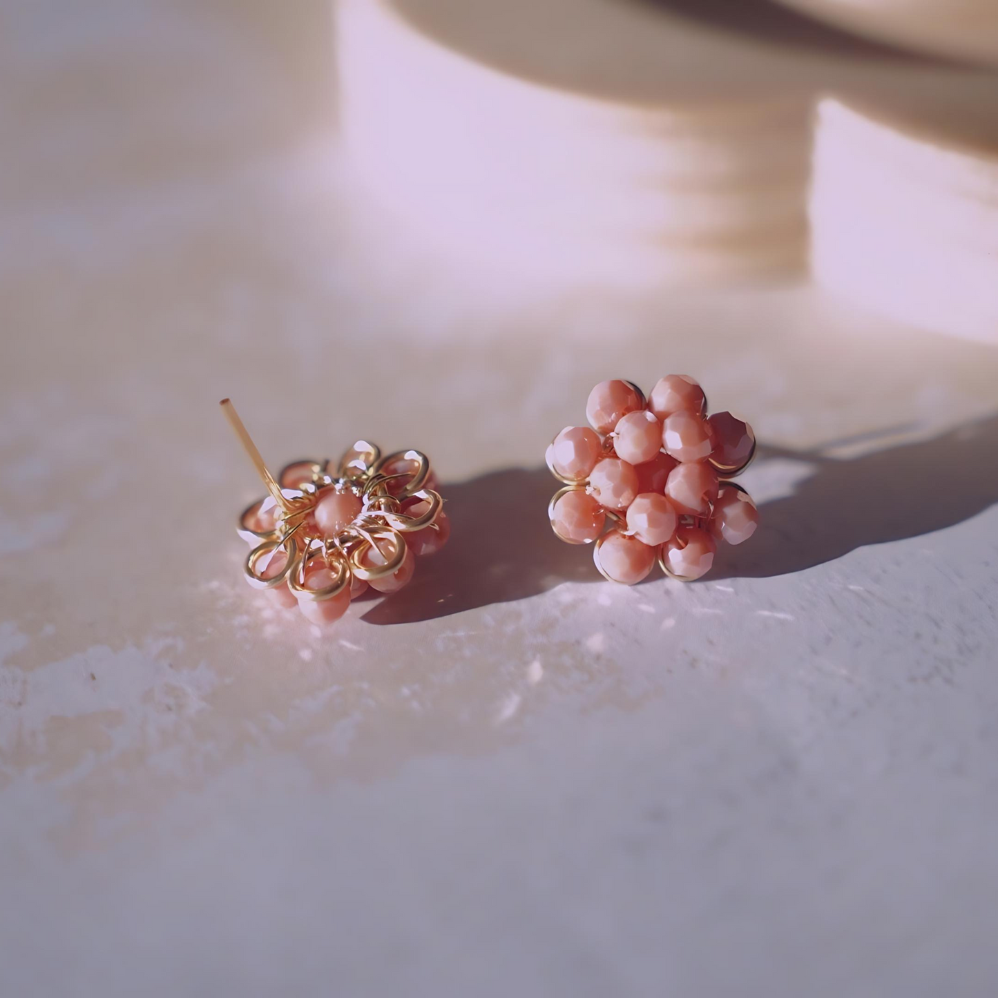 Pink Honey Comb Studs