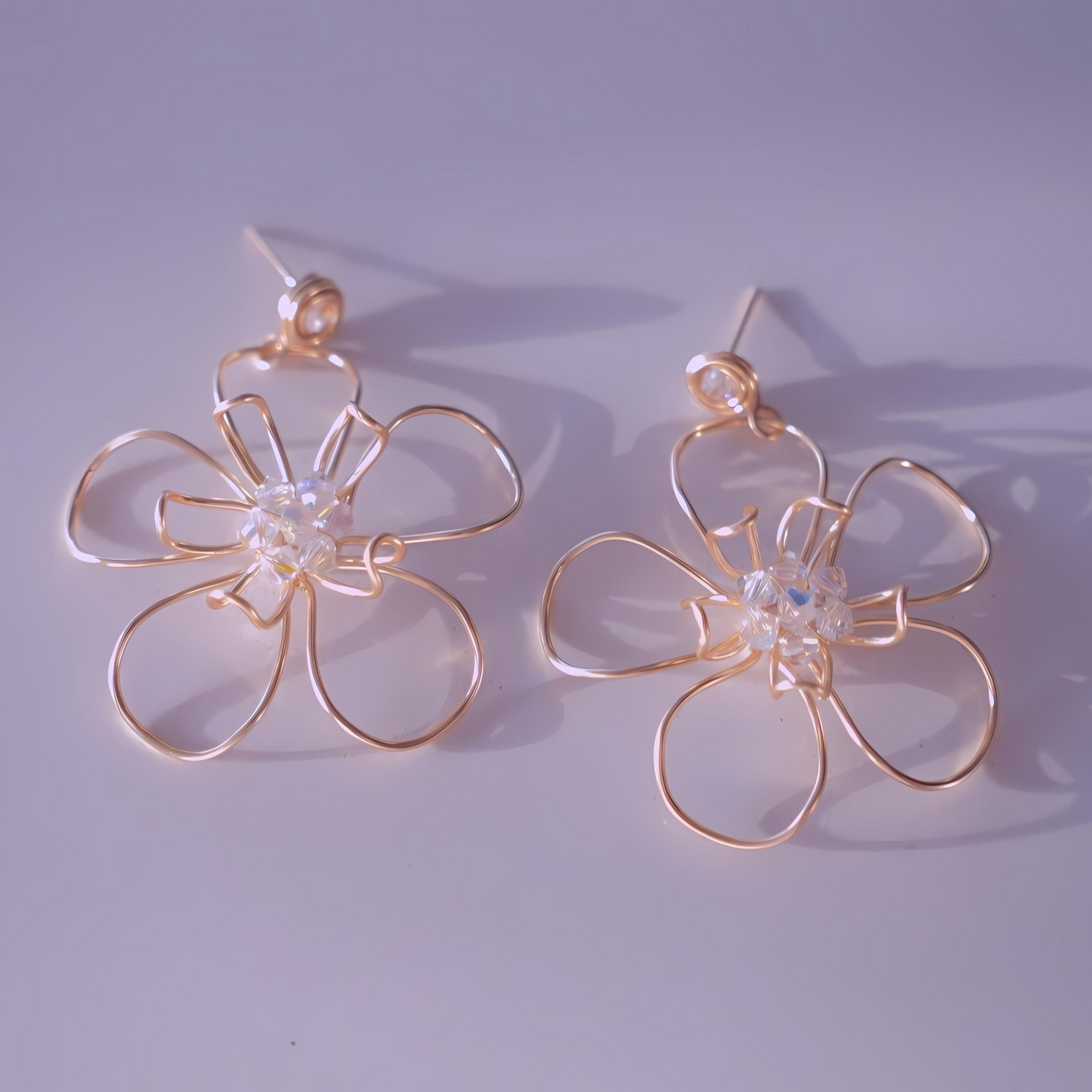 Swarovski Crystals, Flower Earrings